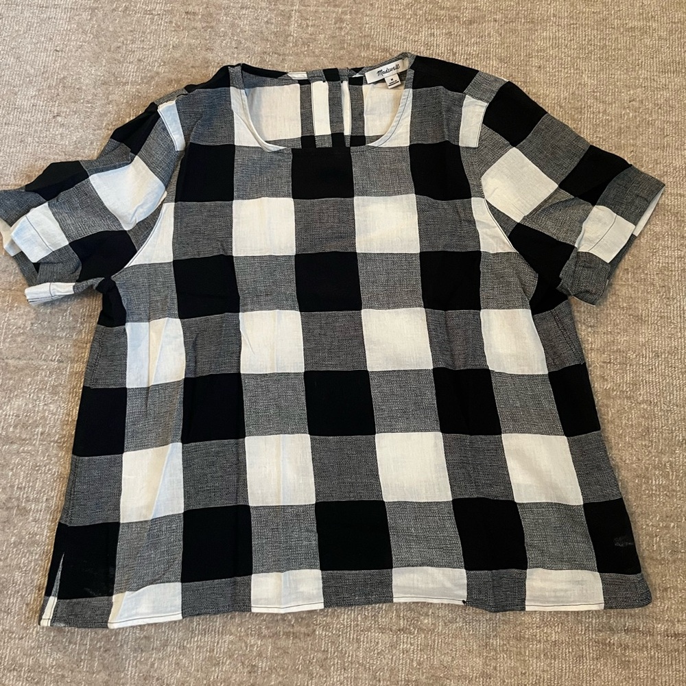 Madewell buffalo check button back blouse